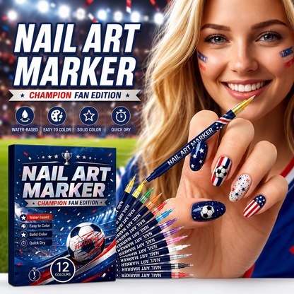 12 Colors Nail Art Pens for Soccer Fans – DIY Game Day Nail Design Set, Quick Dry & Easy to Use