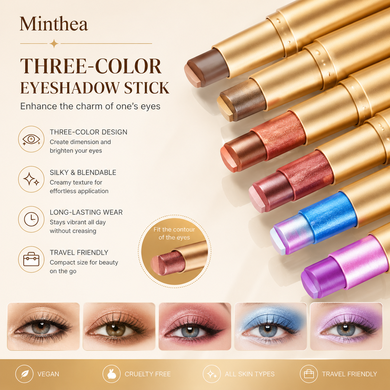 ✨3 Shade Cream Eyeshadow Stick | Smooth & Blendable