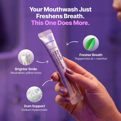 Purple Mouthwash - Sachets 20 Pack - Peroxide-Free - Alcohol Free - Vegan Mint