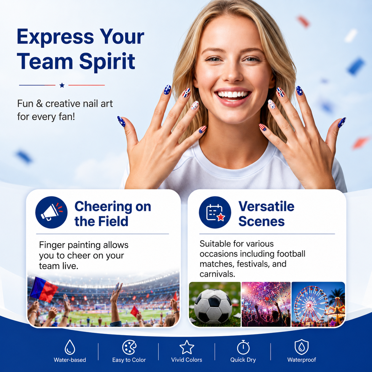 12 Colors Nail Art Pens for Soccer Fans – DIY Game Day Nail Design Set, Quick Dry & Easy to Use